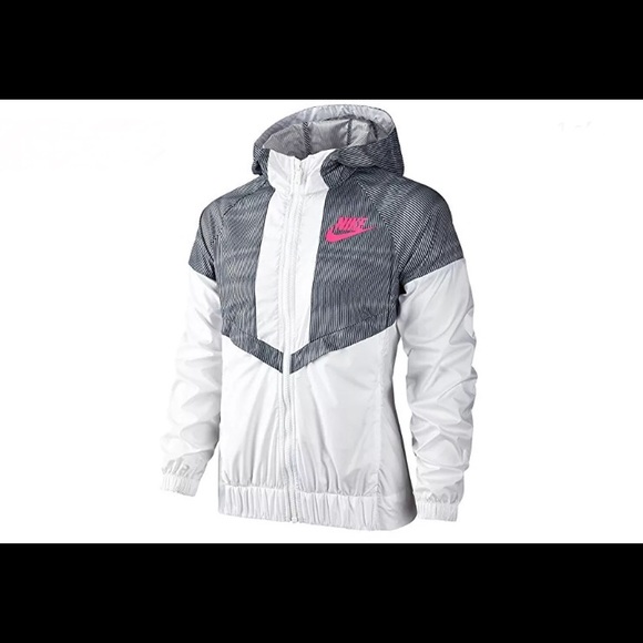 nike white and pink windbreaker